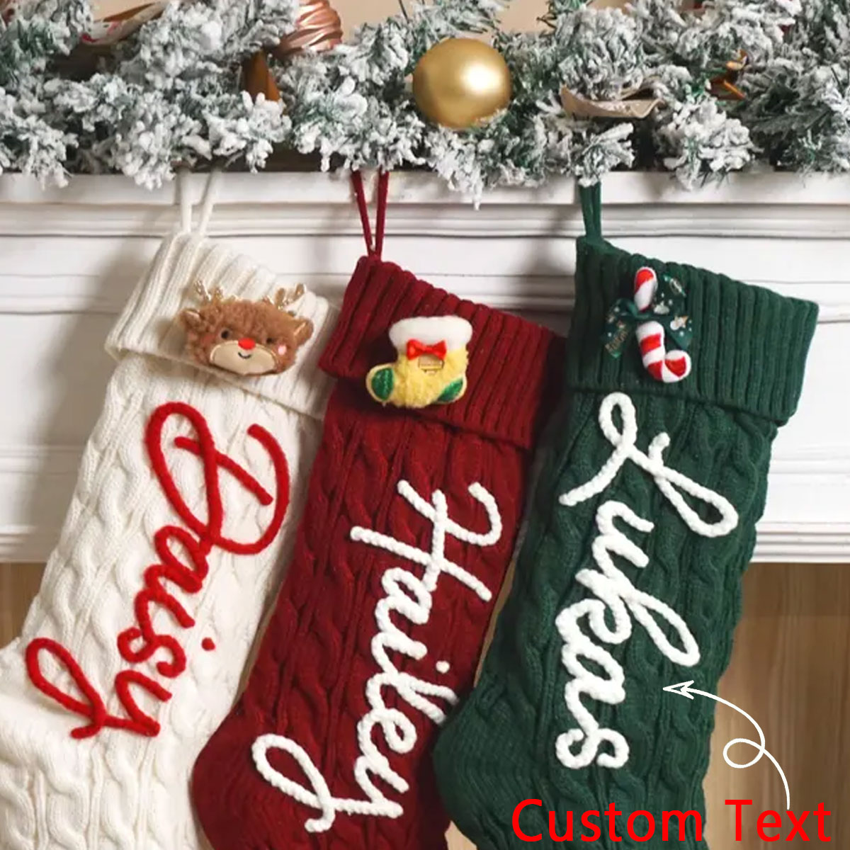 Christmas Stocking Hanging - 1PC Christmas Decorative Stockings, Elk/Santa Claus/Christmas